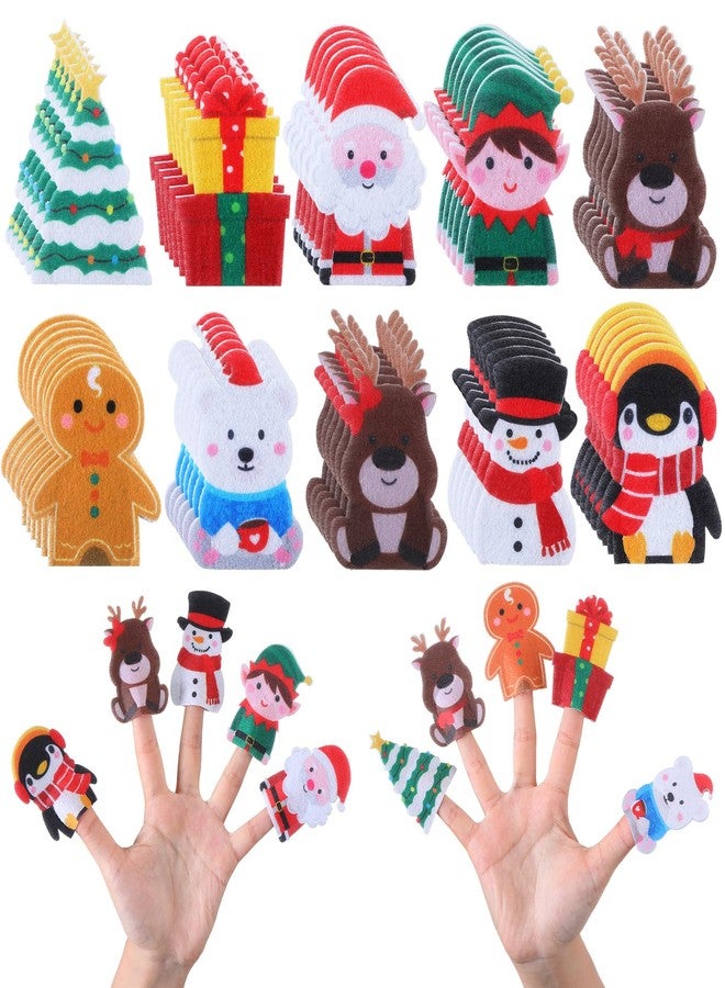 Honoson 60 Pcs Christmas Finger Puppets Set Felt Finger Puppet Toys Bulk 3.15 Inches Figures Toy Assortment for Holiday Party Favors - Image 1